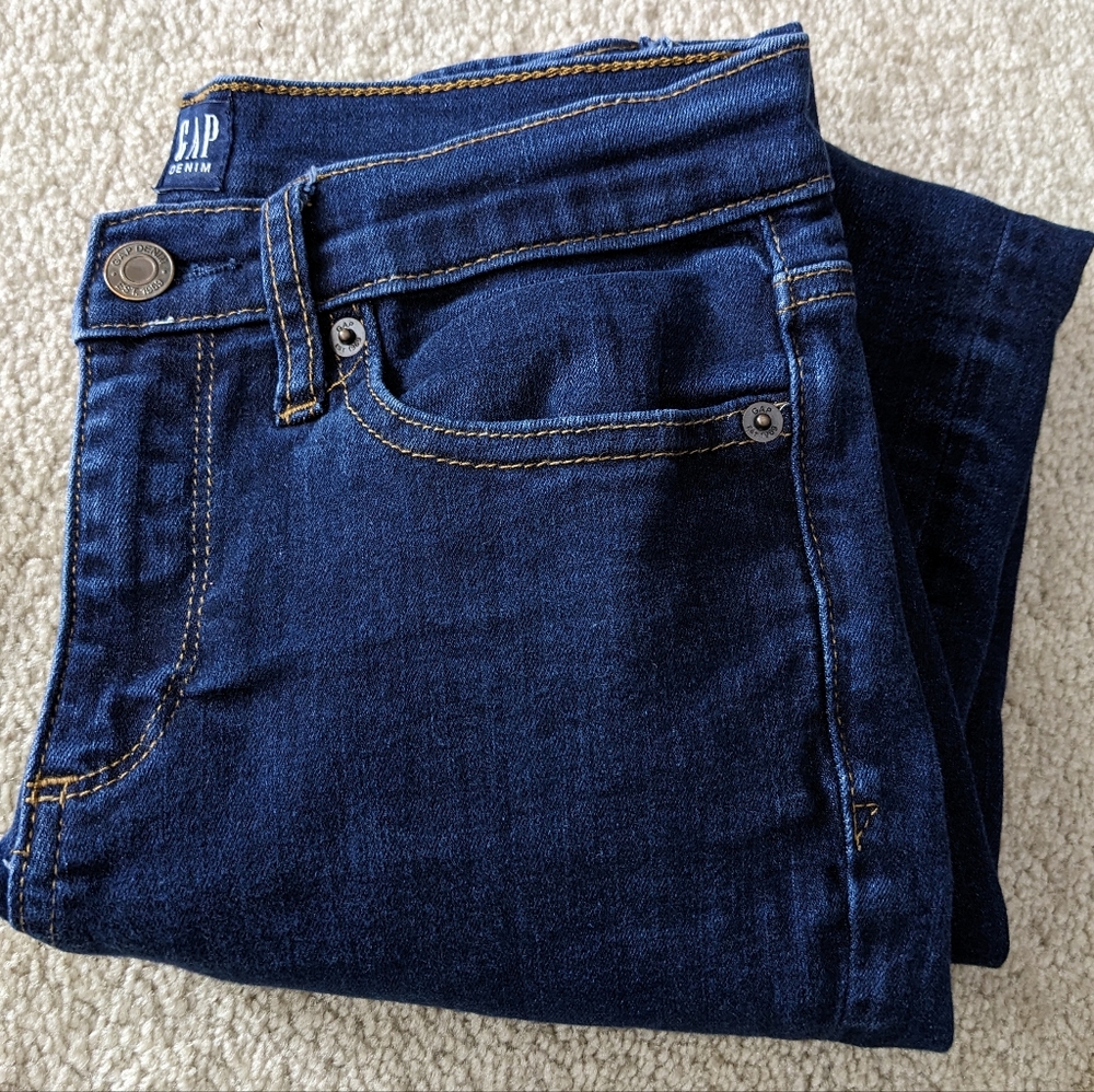 Gap Denim Mid-Rise Dark Blue Skinny Jeans | Size 26